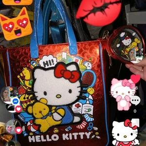 Loungefly Red and Blue Hello Kitty Tote Bag